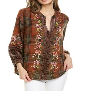 -Johnny Was Ucello Velvet Mix Paris Blouse Size S